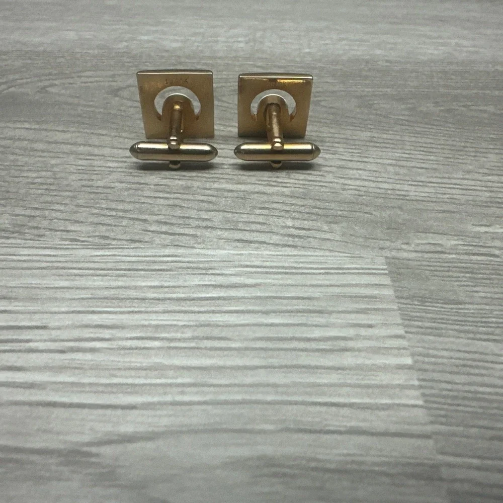 Vintage SWANK Gold-Tone Golf Themed Cufflinks&Tie Clip Set Hole In One Golf Ball